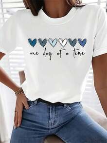Camiseta de mujer moderna, informal, para fiestas y para estar en casa, 100% algodón, corte holgado. . De corte holgado. Camiseta con Estampado Gráfico SimpleHearts, Manga Corta, Cuello Redondo, Top Casual para Verano y Primavera, Ropa de Mujer - Estilo Vintage Urbano, Unisex, Camiseta Holgada de Algodón de Manga Corta con Cuello Redondo, blusasparadamacasuales - Blanco - Ver 7
