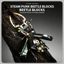 Steampunk Beetle - DIY Mechanical Serrated Antler Beetle Building Block Model, Exquisite Design, Premium Building Blocks, Unlock Infinite Possibilities, 300+ Pieces - Multicolor - View 6