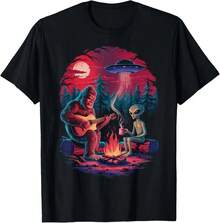 Alien and Bigfoot Campfire UFO Adventure Funny Hiking Unisex T-Shirt - Picture 1 of 8blusas para mujer playeras de mujer vestidos casuales para mujer y2k playeras deportivas para mujer verano camisetas ropa de mujer Fashion Perfect For Daily - Negro - Ver 6