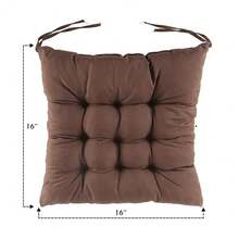 Thick Square Seat Cushion Washable with Comfort Belt Suitable for Dining Chairs, Office Chairs and Computer Chairs - Marrón - Ver 1