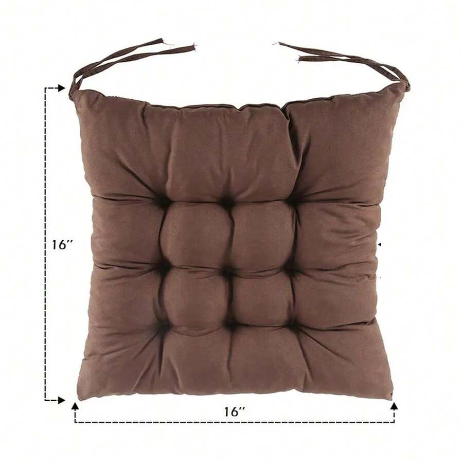 Thick Square Seat Cushion Washable with Comfort Belt Suitable for Dining Chairs, Office Chairs and Computer Chairs - Marrón - Ver 1