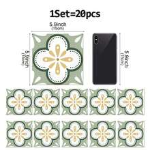 OUTANA 10pcs Green Retro Geometric Pattern Removable Vinyl Wallpaper. Waterproof And Moisture-Proof, Easy To Apply, Remove And Clean. Suitable For Decorating Walls In Bedroom, Living Room, Bathroom, Kitchen, Corridor And Stairwell. - Multicolor - View 23