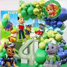 Green Paw Print Style Foil Number Balloons, Including Light Green, Green And Blue, Suitable For Birthday Party Decoration, Happy Birthday Balloon Set, Ideal For Adult Birthday Party Wall Decoration Balloon Set - View 6