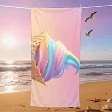 1pc Ice Cream Themed Beach Towel, Soft, Absorbent, Quick-Dry, Italian Ice Cream Shop Style, Suitable For Swimming, Camping And Travel, Essential For Summer Beach Trips - 6 - View 5