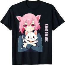 Anime Girl Shojo Dreams Cute Anime T-Shirt.jpg Y2k Camiseta Verano Camisa De - Negro - Ver 4