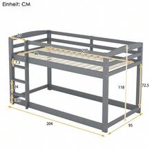 Bunk Bed For Children And Teenagers, Children's Bed, Solid Pine Frame, Easy To Assemble, 90x200cm, Grey. - Grey - View 6