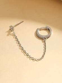 1 đôi bông tai thời trang thanh lịch mạ vàng/bạc đính đá Cubic Zirconia tròn, phù hợp cho phụ nữ đeo hàng ngày khi đi làm và hẹn hò. - Bạc - Xem 2