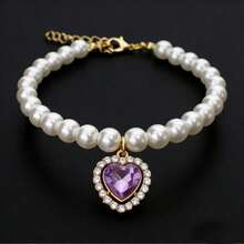 Pet Collar With Exquisite Heart Pendant And Sparkling Rhinestones, Luxurious Hip-Hop Style, Durable And Fade-Resistant, Fashionable Cuban Chain, Comfortable To Wear - Multicolor - View 8