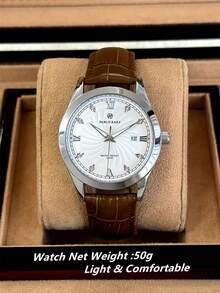 Reloj de marca de moda para hombres Pablo Raez 1 pieza caja de acero inoxidable reloj de pulsera original encantador atractivo para hombres lujo plateado negro cuero PU suave y cómodo reloj de cuarzo con dial de diseñador de diamantes con función de fecha resistente al agua 50m grado AAA alta calidad reloj de pulsera para hombres casual reloj novio/familia padre regalo exquisito adecuado para la vida diaria/trabajo/decoración de fiesta adecuado para graduación/boda/regalo de cumpleaños - Plateado - Ver 5