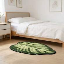 1pc Soft, Absorbent, Fluffy Mint Green Leaf Pattern Bathroom Mat, Suitable For Home Decor, Entryway And Indoor Protection, Bathroom Mat, Bathroom Rug, Door Mat, Small Rug, Carpet, Mat, Home Decor, Area Small Rug, Outdoor Mat, Home Decor, Area Rug, Bedroom Rug, Washable Carpet - Multicolor - View 5