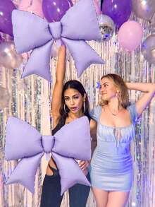 1/3pcs Matte Light Purple Bow Shaped Foil Balloons, For Bow Decor, K-Pop Music Theme Birthday Party Decoration, Bridal Shower, Bachelorette Party, Concert, Music Festival, Tea Party - Purple - View 4