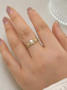 1pc Fashionable Heart Zirconia Open Ring, Sweet Luxury Gold Stackable Rings For Women, Y2K Style Pink & White Heart Zirconia Adjustable Gold Open Ring, Versatile Daily Wear, Multiple Styles Of Heart Drip Oil Rhinestone Rings, Gift For Girlfriend, Jewelry - Multicolor - View 21