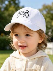1pc White Game Console Print Baby Baseball Cap, Baby Summer Beach Baseball Cap, Unisex Toddler Summer Sun Protection Baseball Cap - Multicolor - View 2