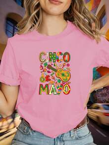 Camiseta de Mujer con Estampado de Tacos Mexicanos - Camiseta casual de manga corta y cuello redondo con estampados de tacos y carnaval, adecuada para fiestas del Cinco de Mayo, uso diario casual, ropa de estilo mexicano lavable a máquina - Camiseta Unisex de Estilo Urbano Vintage, de algodón, manga corta y cuello redondo. - Blanco - Ver 11