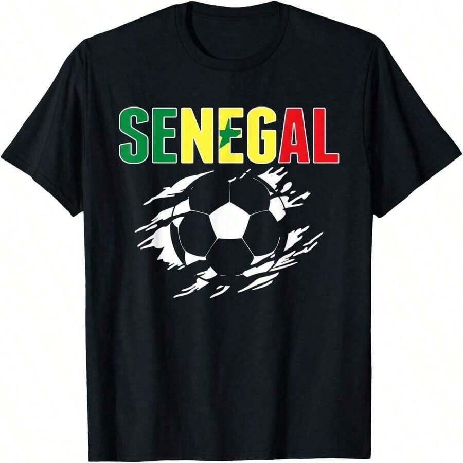 Camiseta para Amantes del Fútbol de Senegal - Apoya al Fútbol Senegalés (1) - Negro - Ver 1