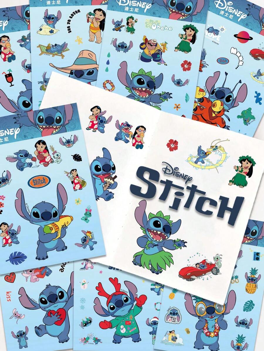 Disney | 8 張夏季可愛 Lilo & Stitch 卡通度假貼紙，美學夏威夷度假貼紙，適用於滑板、衝浪板、冰箱、剪貼簿、日記本、水瓶、筆電、行李箱、手機、汽車、摩托車，生日禮物、學校、聖誕派對 - 1 Set - 查看 1