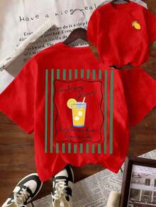 [100% Cotton] TaggedThreads Jesus Lemonade T-Shirt, But My Jesus Is Making Lemonade, Women's Graphic Tee, Casual Short Sleeve Crew Neck T-Shirt, Comfortable Summer, Autumn And Winter Styles - Unisex Everyday Wear For Women And Men For Campus - 紅色 - 查看 7
