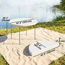 Outsunny 4ft Plastic Folding Picnic Table, Camping Table With Anti-Slip Foot Pads And Metal Frame, Indoor Outdoor Use For Picnic, Beach, BBQ, White - White - View 7