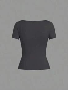 Set de 3 camisetas de punto para mujer, multicolor, camisetas básicas de primavera/verano para mujer, tops ajustados básicos, paquete de tops básicos, tops básicos para mujer, tops de ajuste ceñido, tops básicos, tops de mujer de cuello cuadrado, tops de verano para mujer, tops de manga corta para mujer, tops de verano para mujer, camisetas de mujer - Multicolor - Ver 3