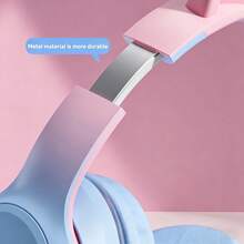 Cute Cat Wireless Headphones, Fashionable Gradient Color Wireless Gaming Headset With RGB Lighting, Retractable Foldable Design, Soft Comfortable Ear Pads - 查看 7