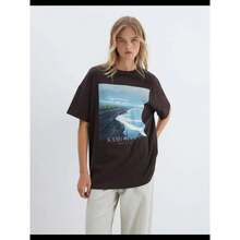 Camiseta de manga corta de algodón puro, estilo europeo y americano, a la moda, con estampados frescos y divertidos, novedad de verano. - Negro - Ver 2