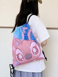 Disney 1个迪士尼抽绳背包，卡通弹性封口背包，男女通用健身包，史迪奇背包，可扩展胸包，户外旅行包，多功能收纳包，时尚手提包，牛津布单肩包 - 彩色 - 查看 4