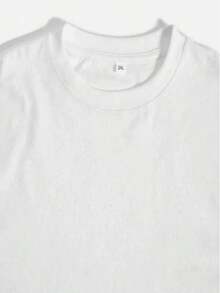 1 pieza de camiseta de mujer con estampado de letras y estilo cowboy, de hombros caídos, manga corta, cuello redondo, tela cómoda para uso diario, ropa de mujer para todas las estaciones, 180g, 100% algodón. - Blanco - Ver 3