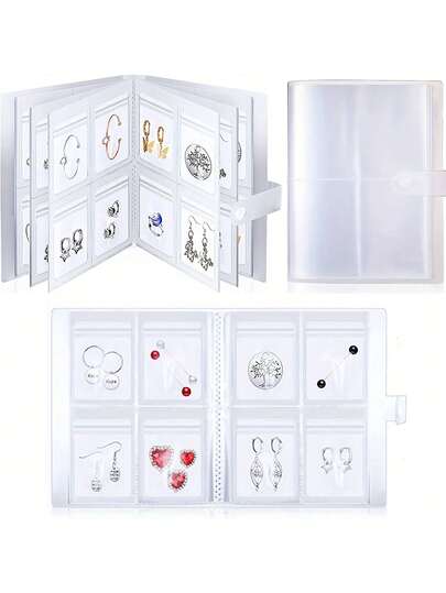 1pc Portable Transparent Jewelry Storage Album, 84/160 Clear Pockets, Made Of Anti-Oxidation PVC Material, Can Store Rings, Earrings, Necklaces And Brooches, Waterproof And Dustproof, Suitable For Home Organization And Travel, Transparent Design For Easy Categorization, Ideal For Personal Collection And Small Business Display, Also A Great Gift For Jewelry Lovers On Valentine's Day, Birthday And Holidays