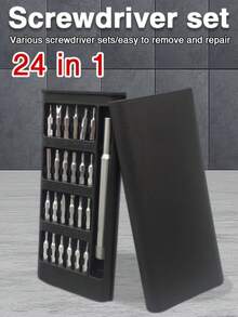 Bộ dụng cụ sửa chữa chuyên nghiệp 24 trong 1 - Bộ tua vít đa chức năng chính xác, thích hợp để tháo lắp, sửa chữa và bảo dưỡng điện thoại và máy tính bảng, bộ dụng cụ hoàn chỉnh kèm hộp đựng di động. - Bạc - Xem 1