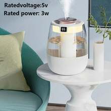 SOKANY Ultra-Silent Ultrasonic Humidifier With Warm Night Light, USB Portable Desktop Mister, Dual Nozzles, Water Level Display, Button Control, 84.54oz Tank, Covers <10㎡, Max Output 10.14oz/Hr, No Battery, Modern Design For Bedroom/Office. - Multicolor - View 7