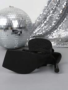 Giày sandal cao gót mũi vuông gợi cảm, thanh lịch dành cho nữ, thích hợp để đi làm. - màu đen - Xem 4