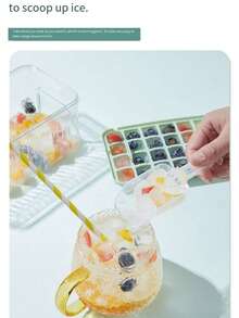 ZHGEE 冰格，食物冷冻模具，压力制冰器，家用冰格，大容量，带盖冰箱冰盒 - 彩色 - 查看 9