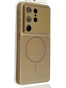 适用于三星 S26 Ultra、S25 Ultra、S24、S23 Ultra 的磁吸式无线充电磨砂手机壳，大窗口磨砂后盖 - 金色 - 查看 2