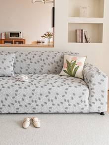 1pc Cationic Fabric Spring/Summer Fresh Floral & Plant Full Coverage Elastic Sofa Cover, Pet-Friendly All Season Use, Non-Fading Non-Deforming Stretch Design, Fits L-Shaped Sofa, Small Sofa, Sofa Set, Sofa Slipcover - Grey - View 7