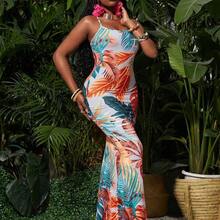 Slayr Sexy & Elegant Women's Floral Print Sleeveless Tight Fit Dress, Casual Vacation Wear - Morado - Ver 3