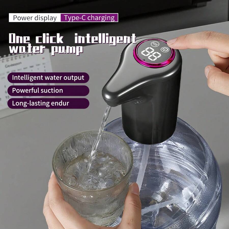 Bomba dispensadora de agua, dispensador de agua potable, bomba dispensadora de jarra de agua con carga USB, Universal para el hogar, cocina y oficina - BLANCO - Ver 1