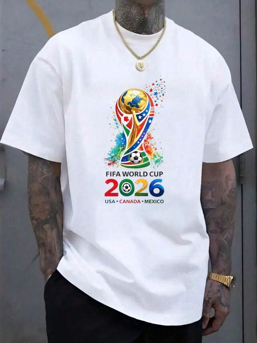 2026 FIFA World Cup Official Licensed Unisex T-Shirt,2026 World Cup T-Shirt, Unisex, 2026 Football Jersey, USA, Canada, Mexico Styles, Fan Gift, Fan Apparel, Single Piece - 白色 - 查看 1