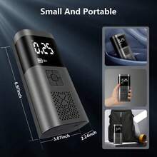 SOKANY Máy nén khí thông minh cầm tay, bơm lốp xe. Nạp đầy áp suất nhanh chóng trong vòng 20 giây. Có đồng hồ đo áp suất kỹ thuật số và màn hình LED, chức năng chiếu sáng tích hợp (3 chế độ chiếu sáng). Có thể chuyển đổi đơn vị áp suất. Thích hợp cho ô tô, xe đạp, xe máy, bóng thể thao, v.v. Máy bơm khẩn cấp | Thiết bị bơm hơi ngoài trời. - màu đen - Xem 2