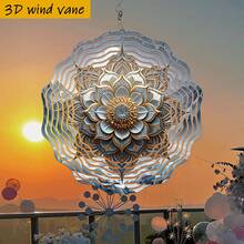 Chong chóng gió 3D với họa tiết bông tuyết và hoa - Đồ trang trí treo bằng sắt 10 inch, thích hợp cho Giáng sinh, Halloween, Lễ Phục sinh, Lễ Tạ ơn - Không cần điện, dễ lắp đặt, trang trí trong nhà/ngoài trời, trang trí sân vườn và tiệc tùng, đồ trang trí ngoài trời (Không bao gồm mặt dây chuyền), kiểu dáng ngẫu nhiên. - A - Xem 7