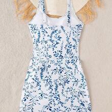 1pc Women's Resort Beach Floral Print One-Piece Swimsuit For Summer Beach Vacation - Multicolor - Ver 5