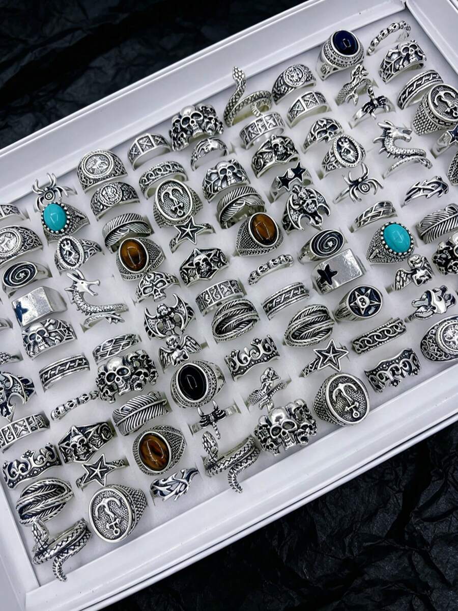 10/18pcs Spider & Snake Ring Set, Punk Hip-Hop Mixed Styles, Couple Rings For Party & Daily Wear, Fashion Jewelry Gift, Random Assortment