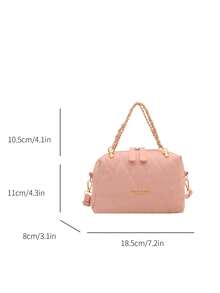 2026 New Women's Pink Quilted Chain Handbag, Multifunctional Adjustable Shoulder Strap Crossbody Bag, Suitable For Daily Commute And Party - Pink - View 7