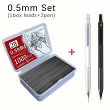 2 Pencils + 1 Box Of 250/1000 Lead Refills 0.3/0.5/0.7/2.0mm Low Center Of Gravity Metal Automatic Drawing Pencils, Office Supplies | Back To School | Affordable Student Supplies | School Entrance Gift (2 Pencils + 1 Box Of Lead Refills) - Multiple Styles - View 13
