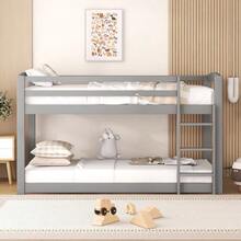 Bunk Bed For Children And Teenagers, Children's Bed, Solid Pine Frame, Easy To Assemble, 90x200cm, Grey. - Grey - View 2