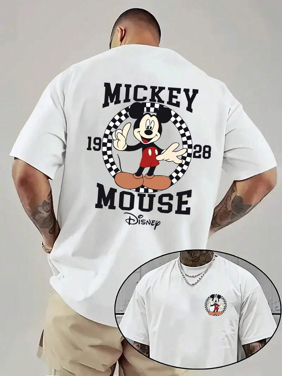 DISNEY Official Mickey Mouse T-Shirt For Men & Women - Unisex Short Sleeve Crew Neck Tee With Iconic Mickey Ears Print, Casual Summer Wear, Machine Washable, Non- Suitable For Daily Outfits, Themed Events, And Gifts - 白色 - 查看 1