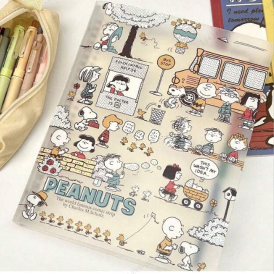 SNOOPY 1本可爱限量版B5可拆卸活页笔记本，卡通联名图案，精致学生笔记本，随机款式 - 彩色 - 查看 1