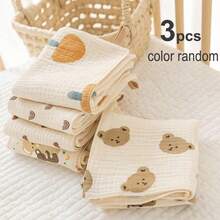 1/3/5pcs 4-Layer Gauze Children Towels, Random Color Baby Burp Cloths Bibs For Nursery And Toddlers - Multicolor - View 11