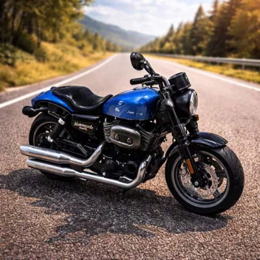 Miniature Diecast Motorcycle Toy For Children And Collectors With Sound, Light, And Friction - Motorcycle Travel Azul - View 1