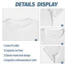 Camiseta blanca de mujer con estampado de luna y estrellas doradas, cuello redondo, manga corta, estilo casual "Stay Magical", top básico verano - Blanco - Ver 7