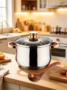 2件/6件/16件套高品质五层复合底加厚不锈钢小汤锅、奶锅、双耳炖锅、面条锅、甜点锅、酱汁锅，礼盒装，厨房用具，煎锅，重型不粘煎锅，烹饪锅，海鲜锅，厨房用具，锅具，全套餐具 - 查看 8